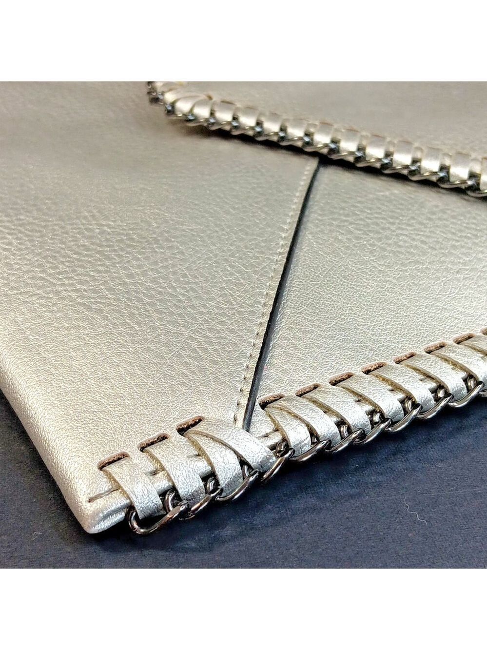 Rare Design Lab Lord And Taylor Envelope Purse Silver 11 X 8 In Minimalist - Picture 11 of 11